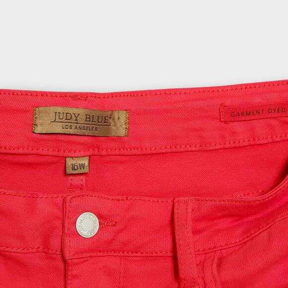 Judy Blue 90s High Rise Straight Leg Jeans Red Garment-Dyed Sz 16W JB88693 - Picture 6 of 13